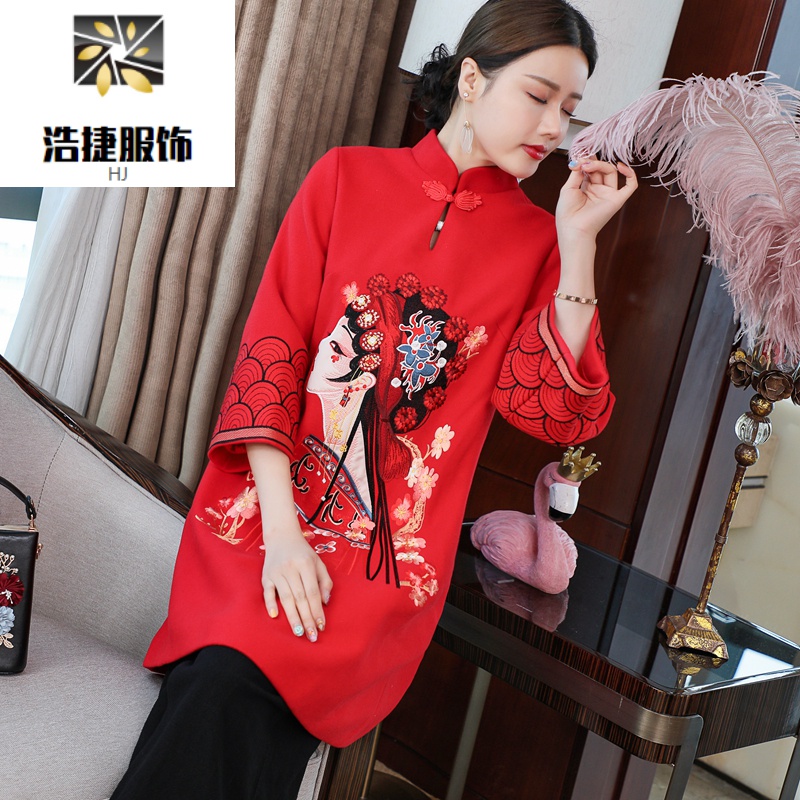 2022精选超火拜年服汉服茶服女旗袍改良刺绣连衣裙中国风女装唐装上衣