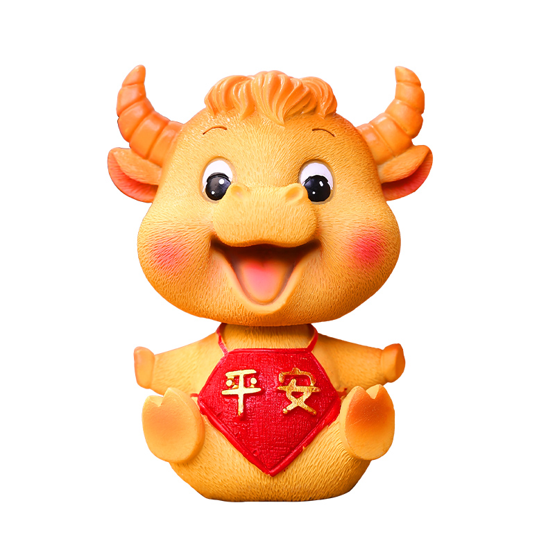 简约妮卡车载摆件牛年吉祥物车内装饰品创意牛气冲天汽车上用品大全