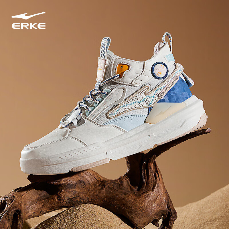 鸿星尔克丹霞|运动高帮板鞋秋冬拼接撞色时尚百搭情侣鞋