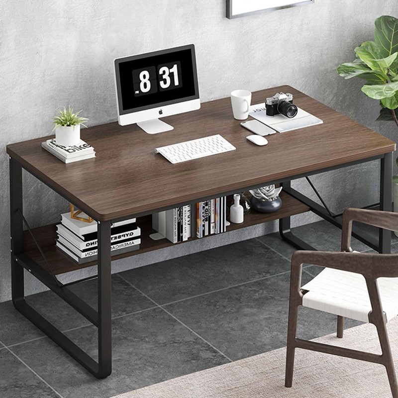 时黛家居 电脑桌电脑台式桌书桌家用省空间办公写字桌子 檀木色 100*60*74CM