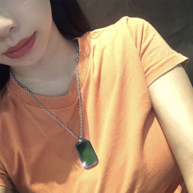 碧玉菠菜绿平安无事牌男女吊坠玉无事牌 玫瑰金色大牌子(主图款)