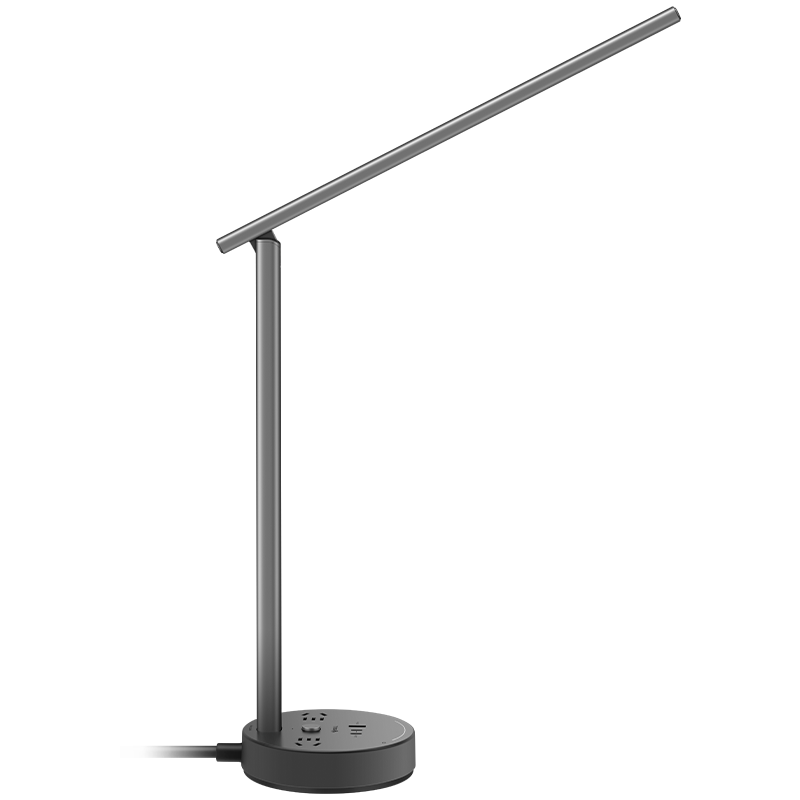 公牛(BULL)20W快充插座臺燈 國AA級護眼 防藍光 臥室宿舍學(xué)生兒童學(xué)習讀寫(xiě)臺燈 無(wú)極調光+2位總控 灰