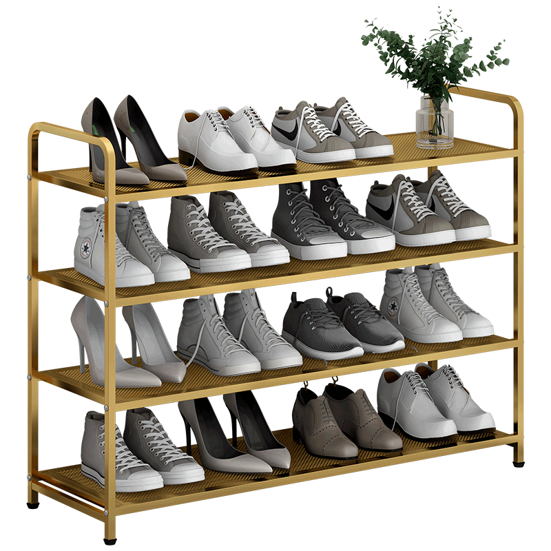 蜗家 北欧轻奢风鞋架家用室内金色铁艺收纳架简易多层门口收纳置物鞋架子XJ8084