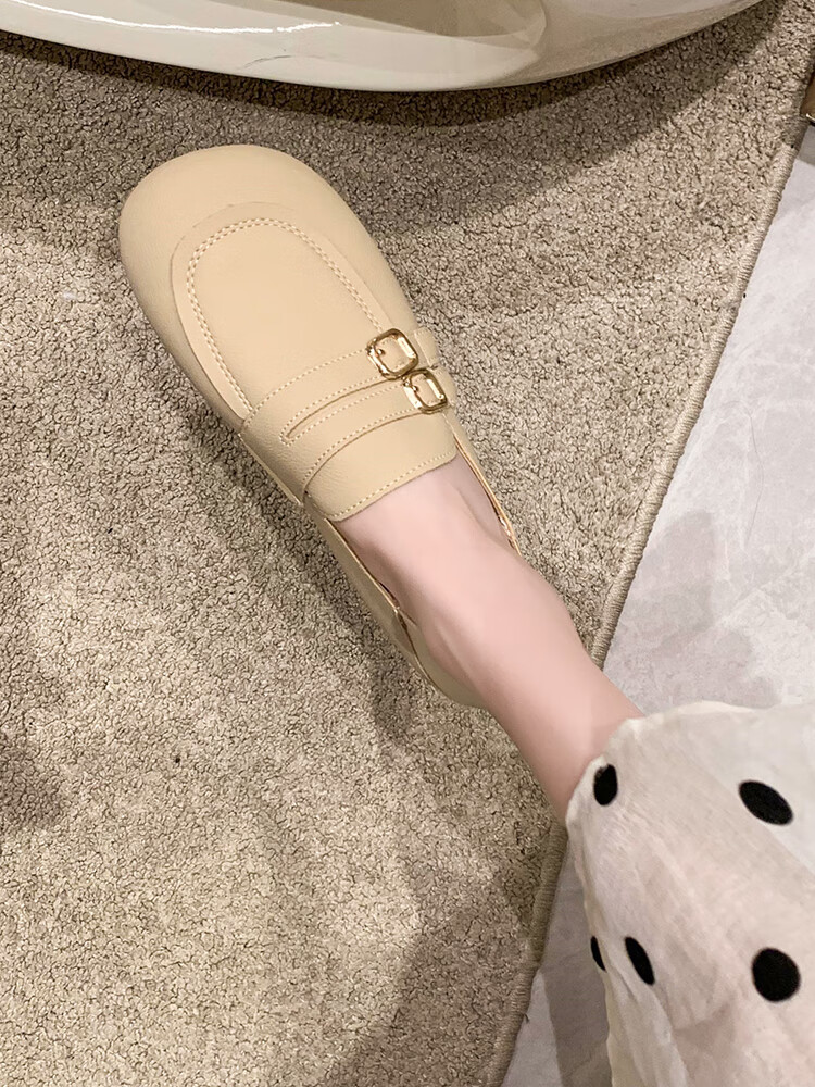 igjkp豆豆鞋女夏年新款薄款两穿乐福鞋平底软底户外轻便舒适单鞋