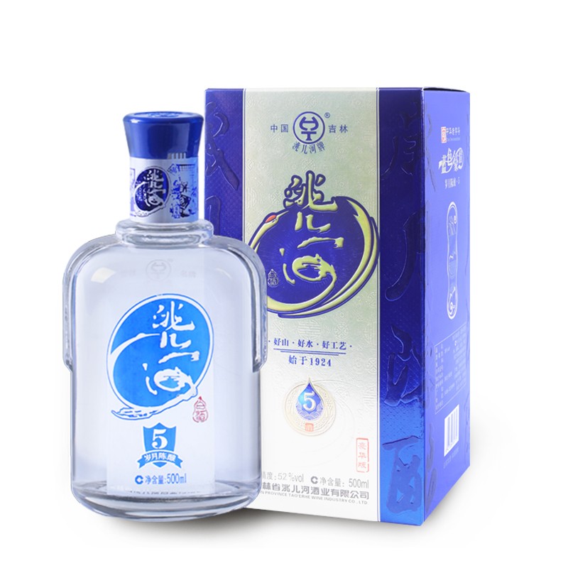 洮儿河蓝色豪情五年陈酿 浓香酒东北吉林特产高粱酒 52度单瓶*500ml