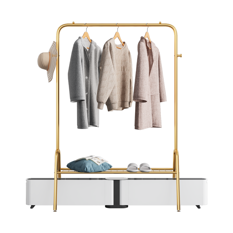 金贵夫人踢脚线取暖器晾衣架落地阳台折叠室内烘干专用挂衣架卧室衣架家用置物架 奢华金100cm置物网款