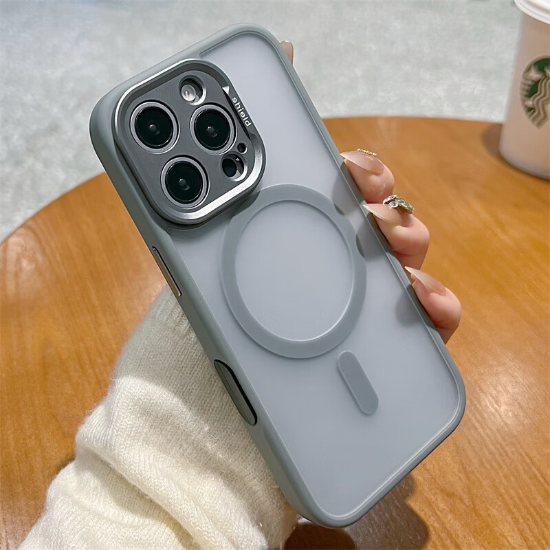 韻寧 全包帶按鍵適用蘋果16手機(jī)殼磁吸iPhone16promax新款磨砂15pro高級(jí)感全包鏡頭14防摔相機(jī)按鍵保護(hù) 【鈦灰色】膚感磨砂 磁吸充電-拍照全包按鍵 iPhone 16 pro