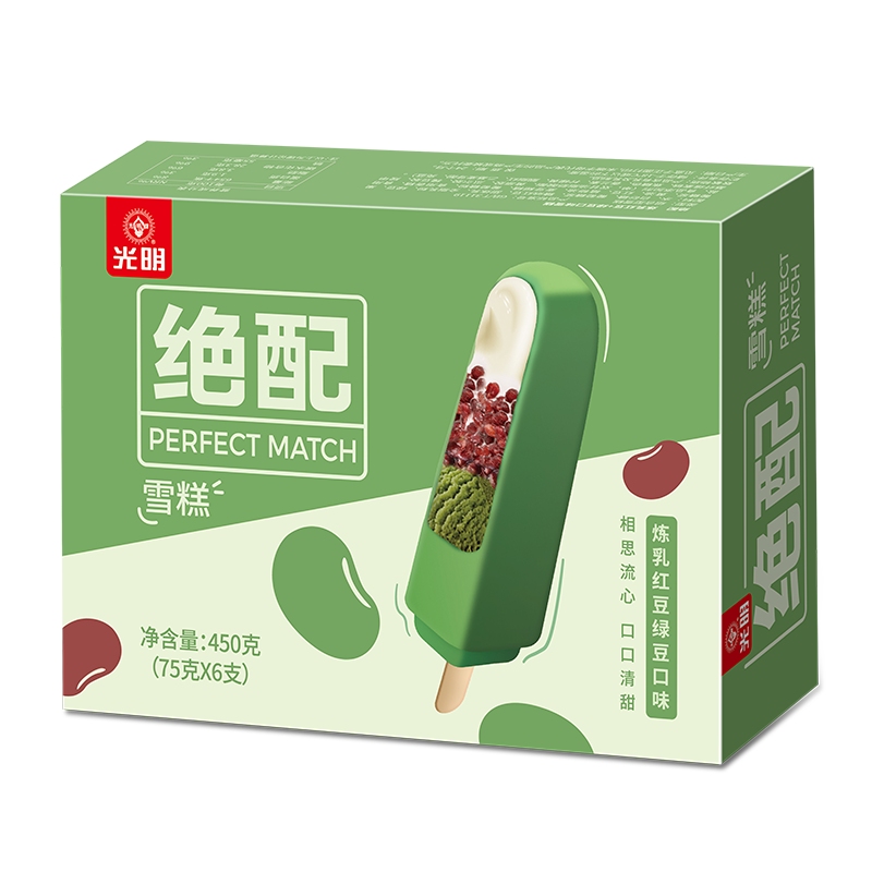 Bright 光明 绝配 雪糕 炼乳红豆绿豆口味 75g*6支