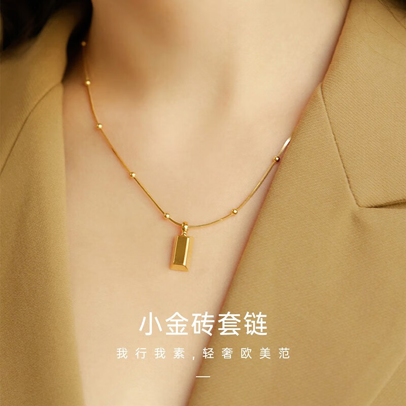 轩曼小方砖s925银项链ins风方形圆珠蛇骨链小众设计感送女友礼物 小