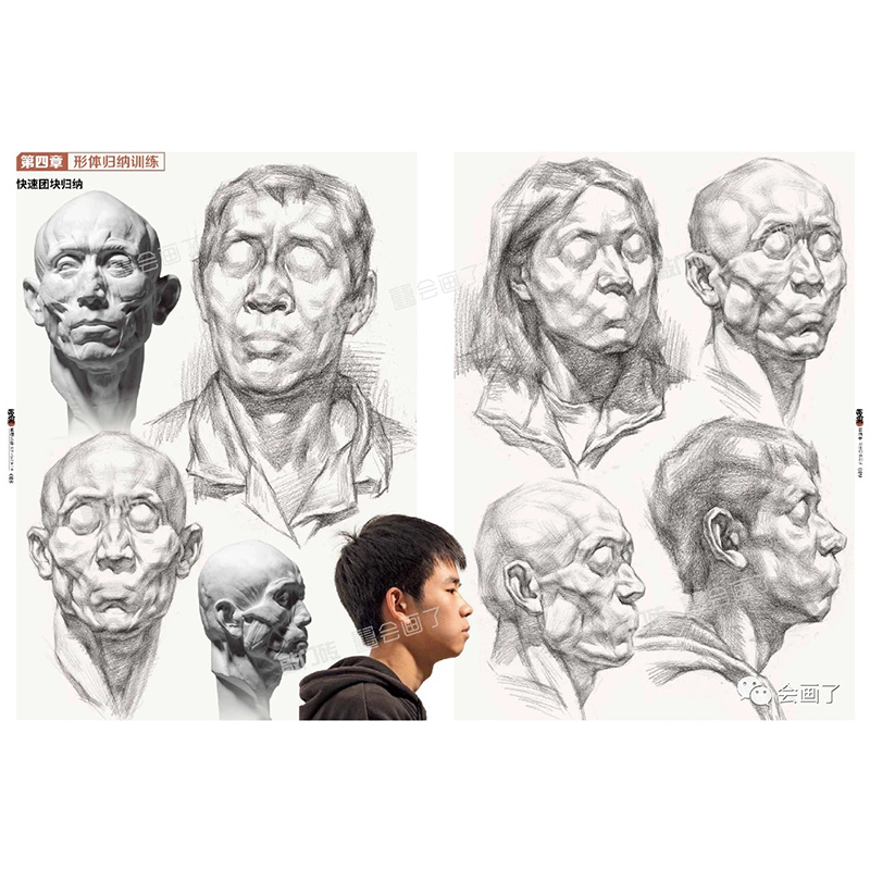 画霸素描头像结构头像临摹范本2020敲门砖黄贤盛美术联考人物素描头像