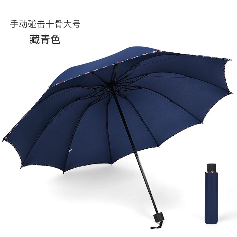 十骨八股加大雨伞双人三人大号折叠雨伞男女商务伞晴雨太阳伞 【藏青色】 八股雨伞：遮雨