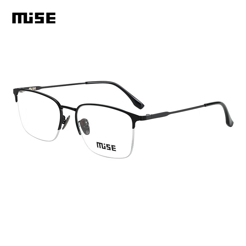 MUISE镜架免费配镜半框合金光学眼镜框男女款商务休闲远近视配镜眼镜架黑色MUISE XDH 54mm+国产1.60防蓝光