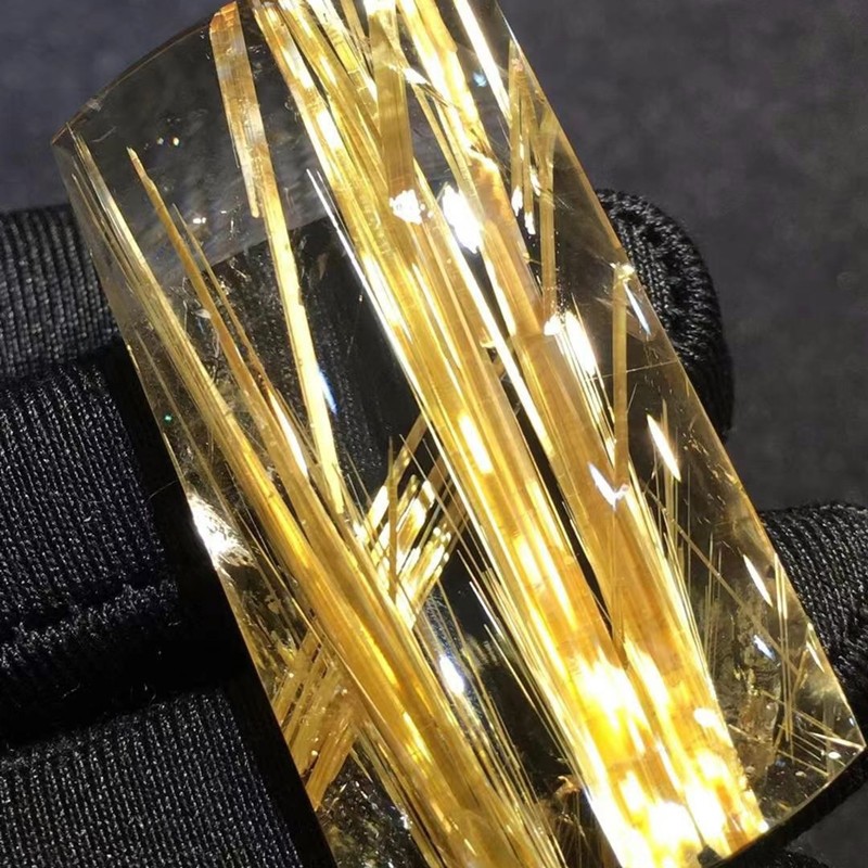 君政原矿钛晶无事牌挂坠吊坠 晶体透彻黄板钛效应强超闪金光灿灿24-20