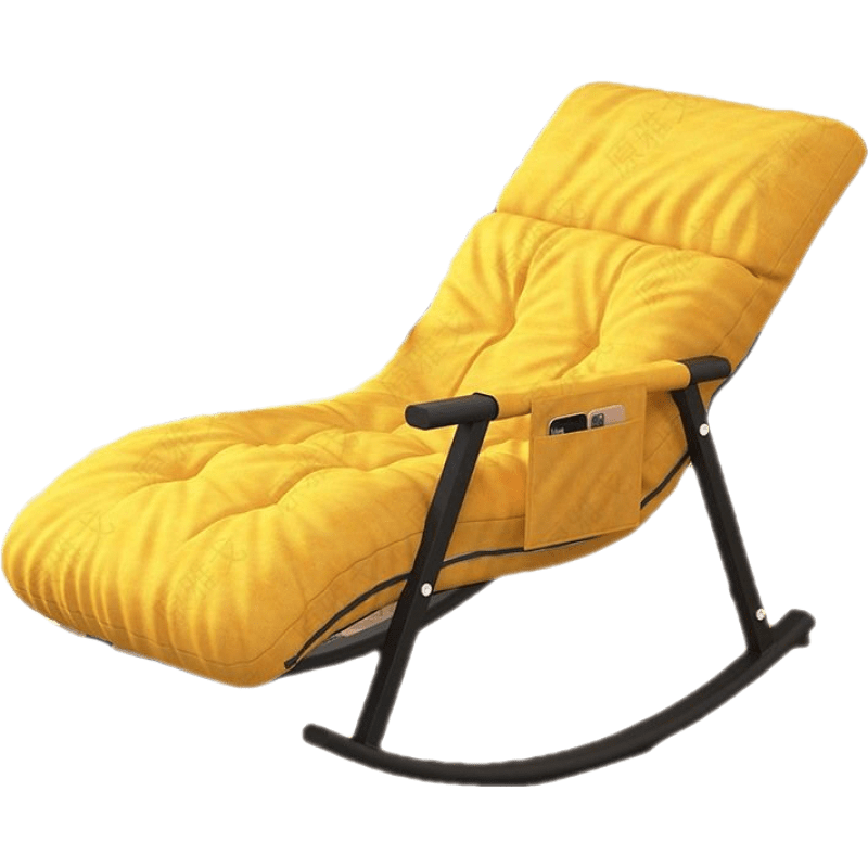 北欧懒人沙发摇椅午睡家用阳台休闲黎尧沙发椅子网红卧室大人摇摇椅小户型躺椅睡椅 黄色【黑色腿】
