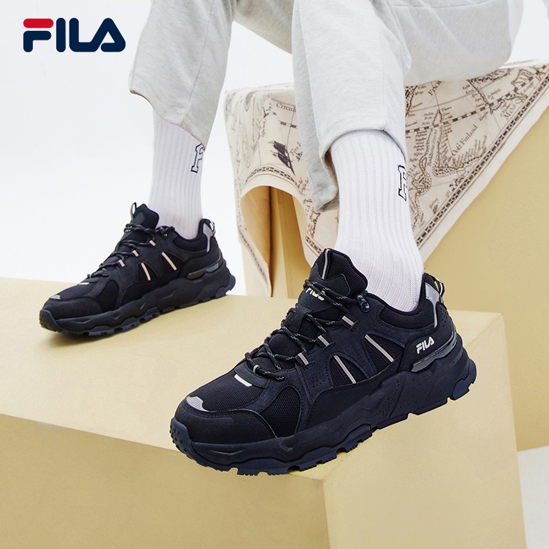 斐乐（FILA）官方TREK1S男子休闲老爹鞋百搭潮流复古轻便透气运动鞋 鱼子灰/黑-CB 42