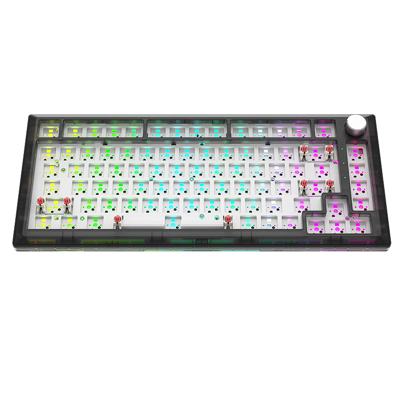黑吉蛇DK75机械键盘套件GASKET结构有线单模式RGB客制化DIY热插拔游戏电竞吃鸡打字电脑外设 黑透（RGB）套件 套件-无轴无帽