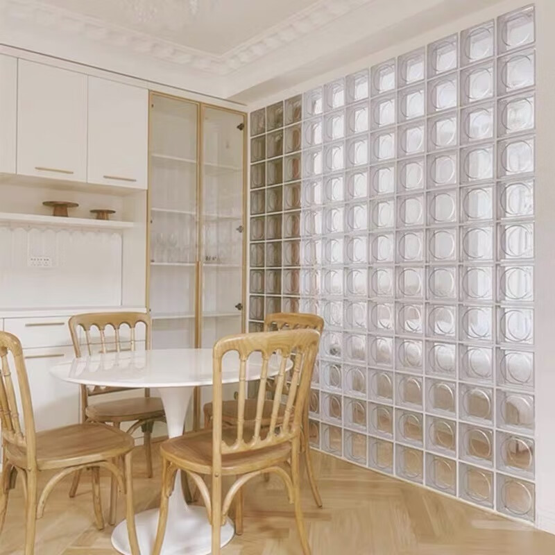 聚和太阳纹玻璃砖隔断墙透明方形背景墙卫生间玄关超白水晶砖大块屏风