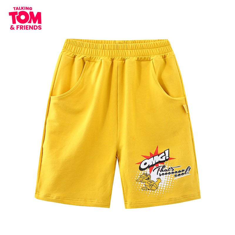 汤姆猫儿童短裤2021夏季新款男孩中裤棉质运动裤子男童外穿五分裤 TDK1335黄色 110cm