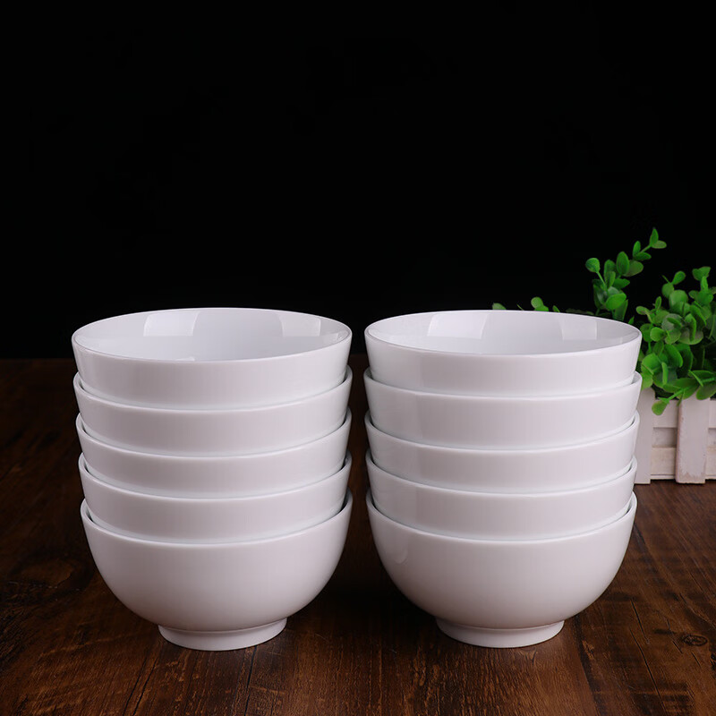 錦鳯景德镇饭碗面碗菜盘高温白瓷碗盘陶瓷餐具微波炉洗碗机可用纯白 罗汉20头(10碗+10盘)