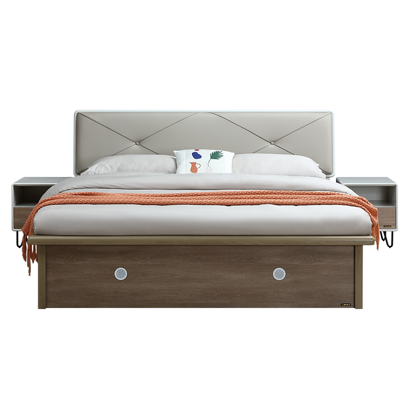 (品牌补贴 不支持延期)全友家居 床 软包床屏双人床意式储物高箱床125301 B款1.5m高箱床