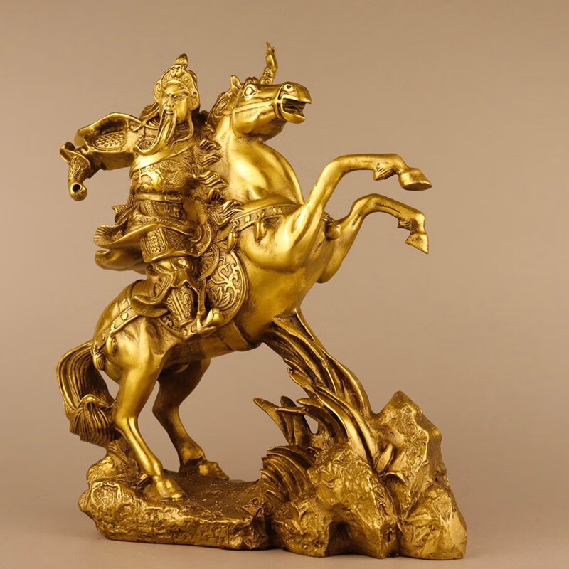 铜人艺巷铜人艺巷黄铜骑马关公家居佛堂大堂装饰开业礼品马到成功提刀