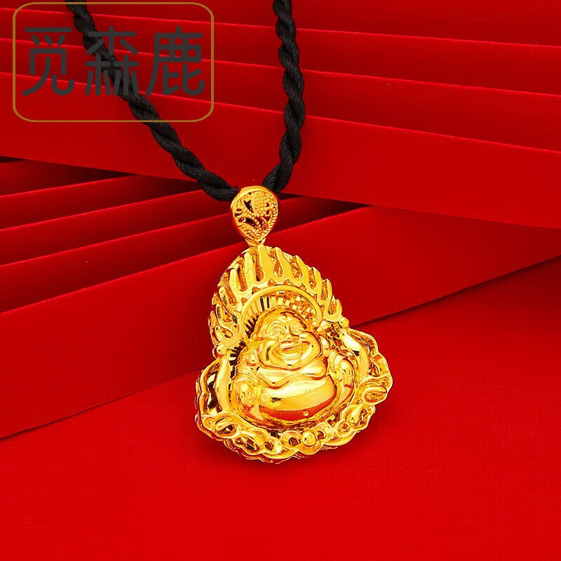 觅森鹿镀越南沙金火焰佛项链古法仿金观音佛吊坠本命佛年仿金情侣项坠