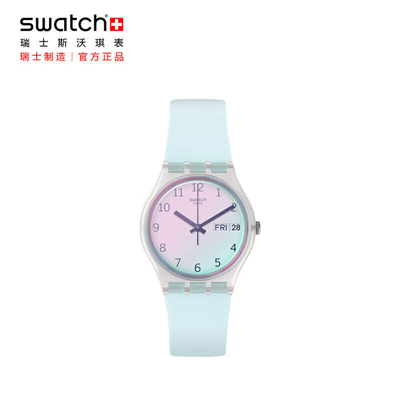 斯沃琪（Swatch）瑞士手表  原创系列 无尽天蓝 日历 母亲节礼物男女时尚石英表GE713