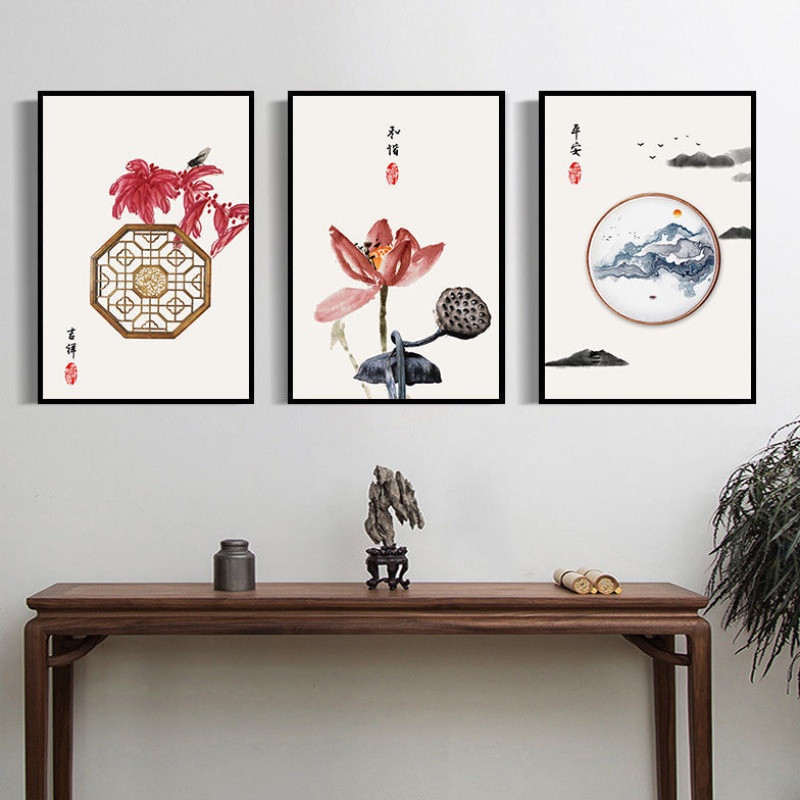 新中式客厅装饰画沙发背景墙壁画书房挂画餐厅装饰品物卧室中国风