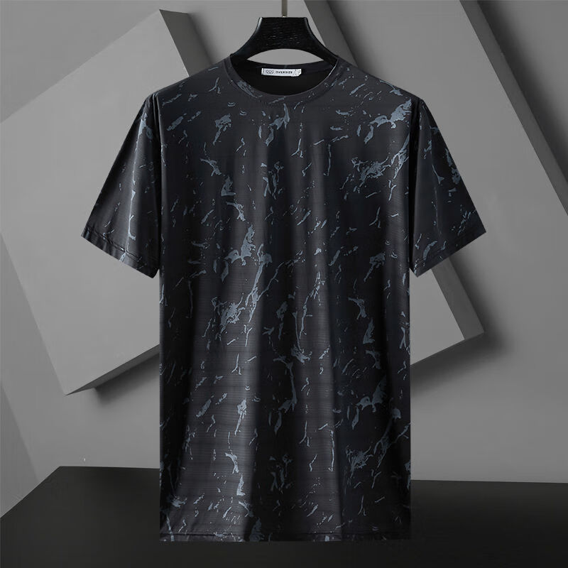 sunwisess夏季男装t恤大肚男大码冰丝t恤宽松加肥加大速干衣服半袖