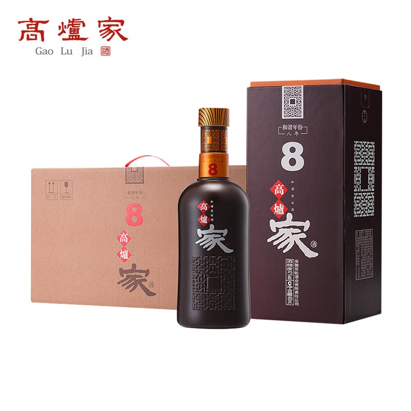 高炉家酒和谐8年浓香型白酒42度480ml4瓶整箱装