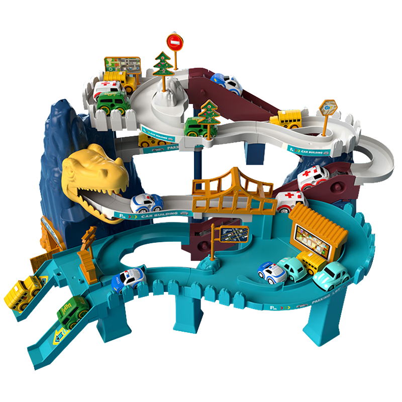 糖米汽車大樓玩具闖關冒險恐龍盤山公路軌道停車場節(jié)日生日禮物