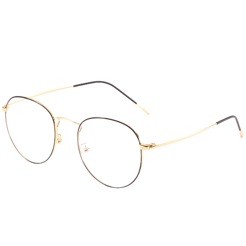 FRANZLISZT 防蓝光近视眼镜框男女复古超轻圆框眼镜架变色防辐射平光手机电脑护目镜可配 黑金 免费配1.56护目防辐射非球面0-400丨留言度数