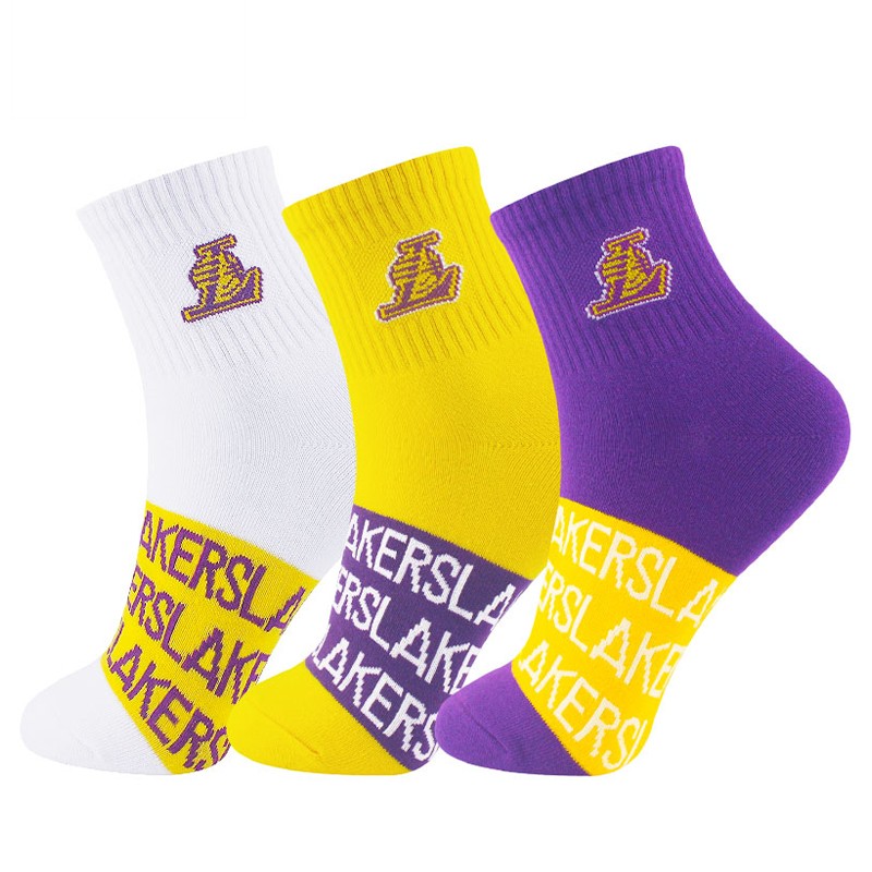 NBA袜子男士篮球袜秋冬时尚中筒运动袜3双装 混色 26-28CM（39-44码） 