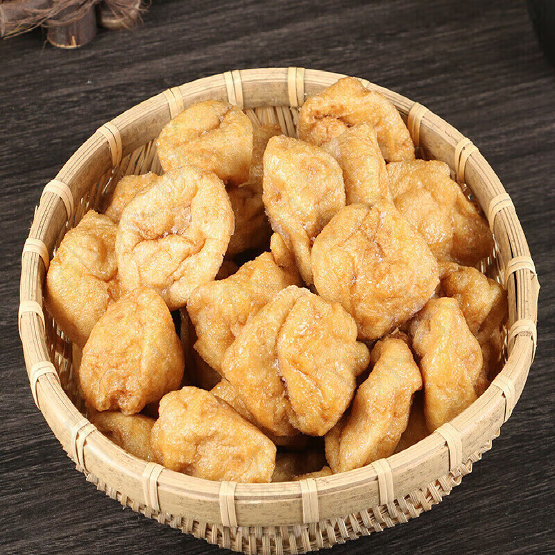 皓谦油豆腐 500g空心豆腐泡火锅豆泡丽水石仓手工散装现做现发 装现做