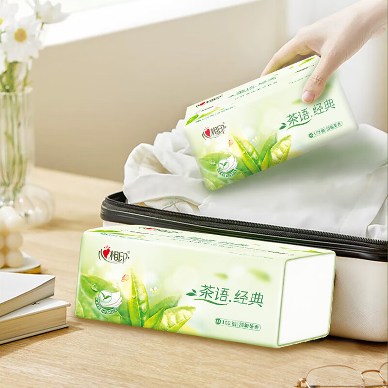 心相印抽纸茶语纸巾茶香味152抽3层家用大包餐巾纸实惠装面巾纸加大M码 茶香味抽纸 3层 152抽*3包