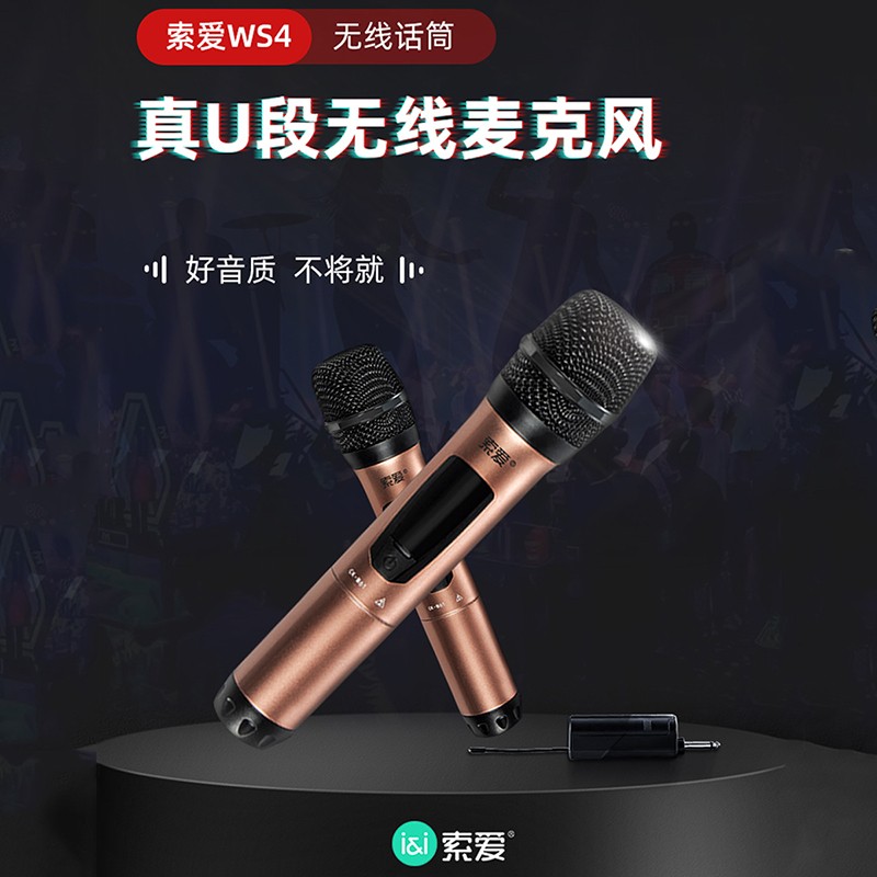 演讲舞台k歌会议音箱音响功放电视车载电脑 电池调频版 单无线话筒