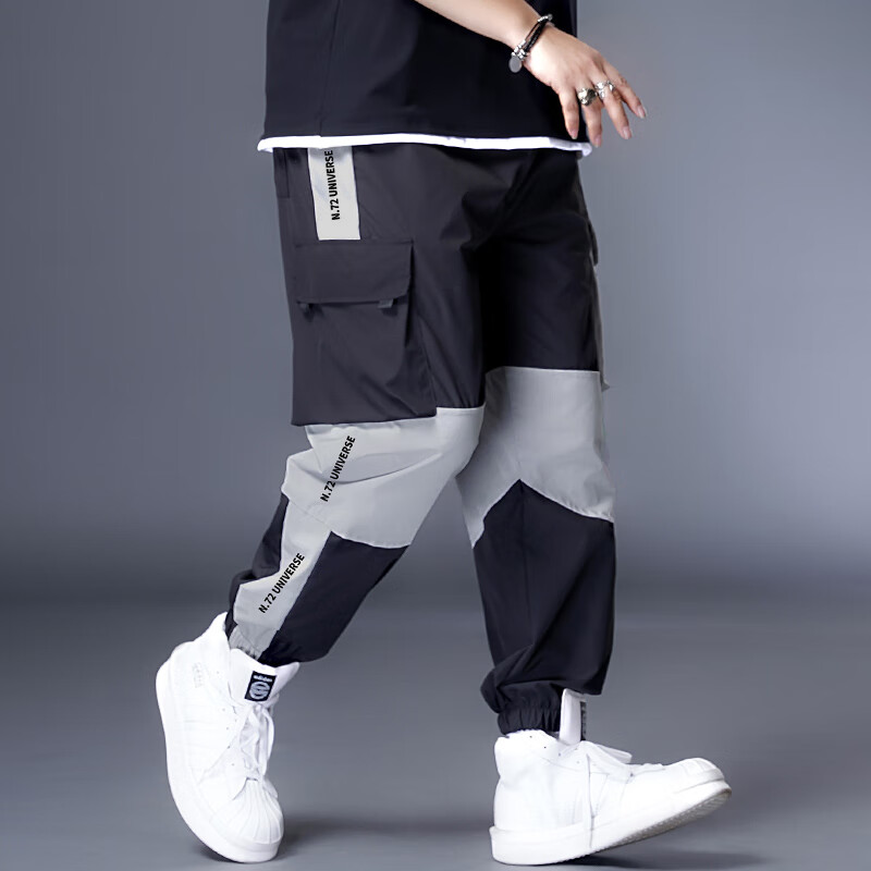 逆虎秋冬潮牌胖子大码工装多袋裤男肥胖男装加肥大码运动宽松休闲长裤