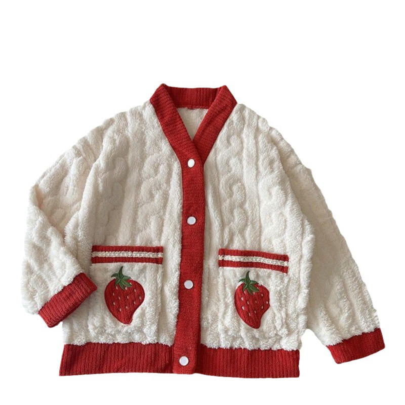 有只绵秋冬加厚加绒保暖睡衣女学生可爱珊瑚绒套装宽松法兰绒家居服 水蜜桃-套装 L 码(建议90-120斤)