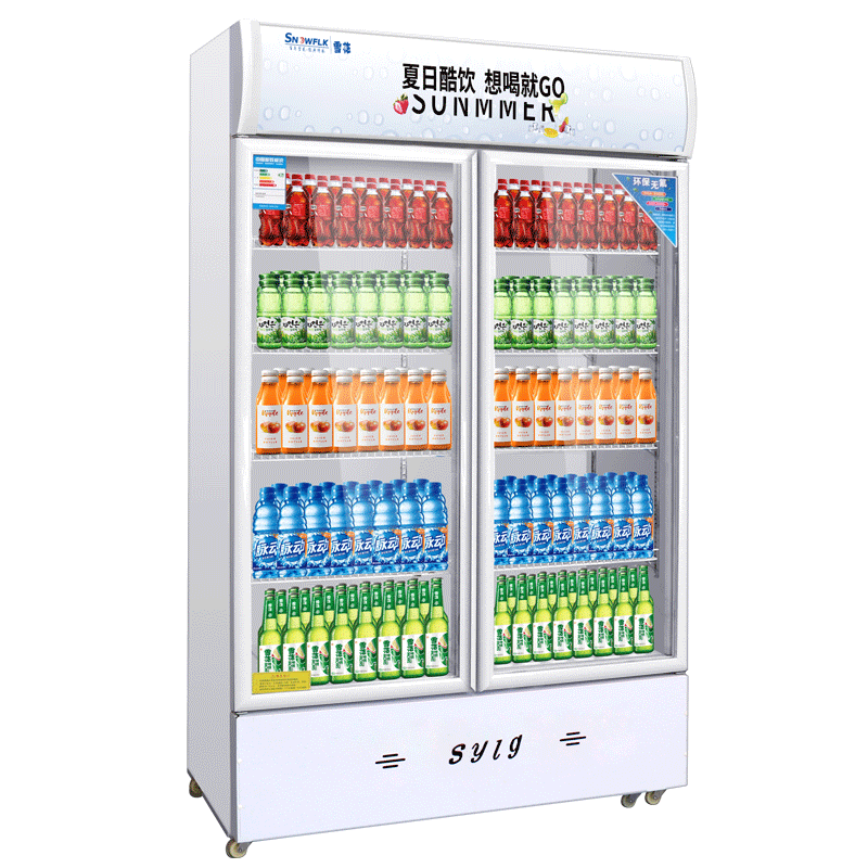 【现货速发】雪花（SNOWFLK）商用冰柜冰箱展示柜保鲜柜立式冷藏柜商用冷藏展示柜饮料柜冷柜 双门 1.2米拉门风冷款（铜管风冷）