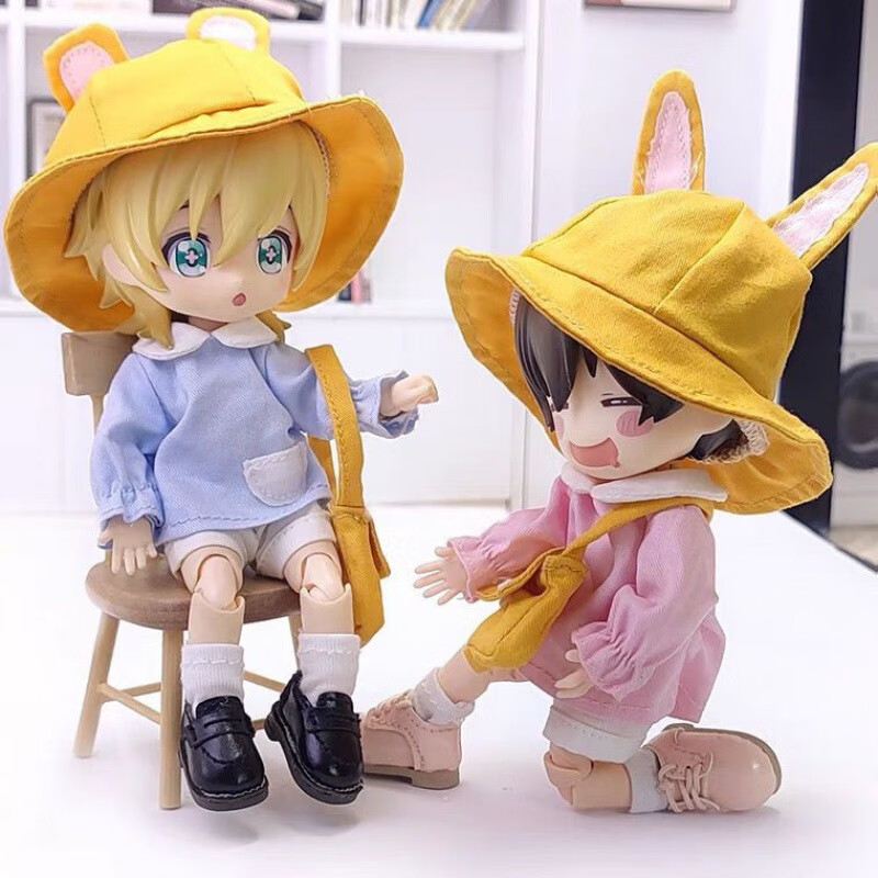 16厘米娃娃衣服 gsc素体 12分bjd人物玩偶 0cm 蓝色五件套黑鞋