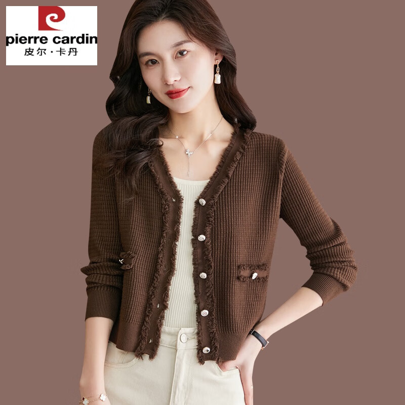 小香风开衫毛衣女短款春装2023年新款外搭羊毛针织外套上衣羊绒衣