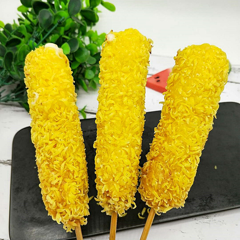 虎钢馋拉丝芝士棒裹粉热狗棒街边油炸小吃冷冻半成品脆皮香肠棒800g