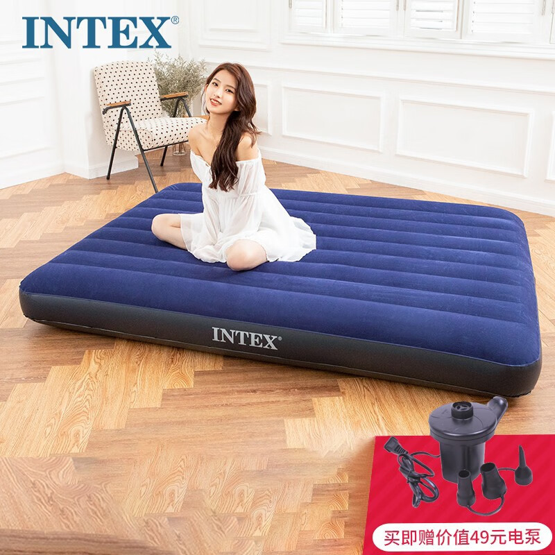intex  64758双人充气床 家居露营户外气垫床午休床折叠床陪护应急床