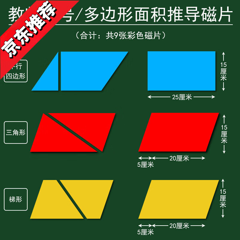 平行四边形的面积推导教具梯形三角形计算公式磁吸长方形图形变换小学