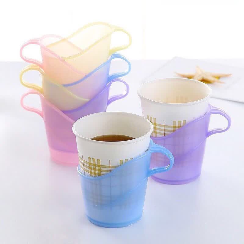 HOUYA塑料杯托杯套一次性纸杯托办公加厚杯托杯架防烫隔热茶杯托4只装高性价比高么？