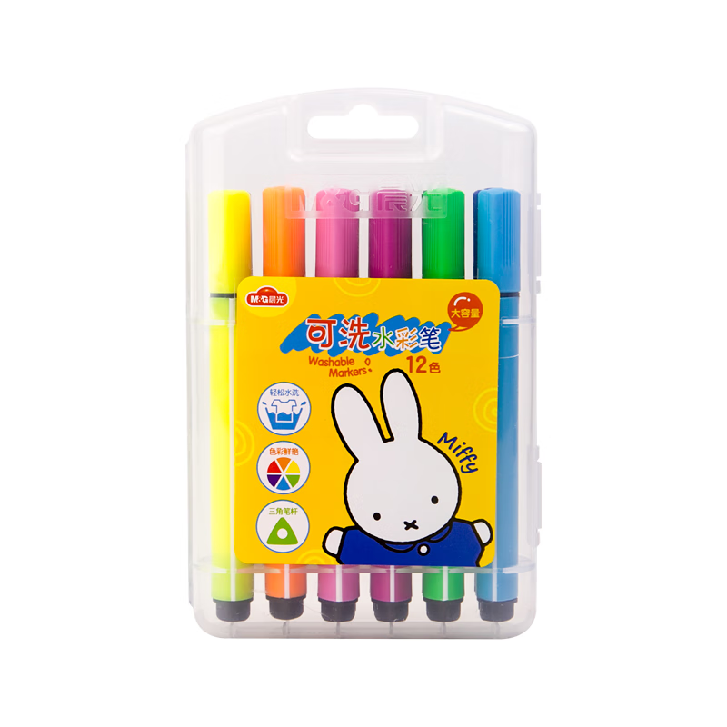 学生可洗水彩笔大容量水彩笔12/18/24tcp90181冬己米菲90 12色一盒