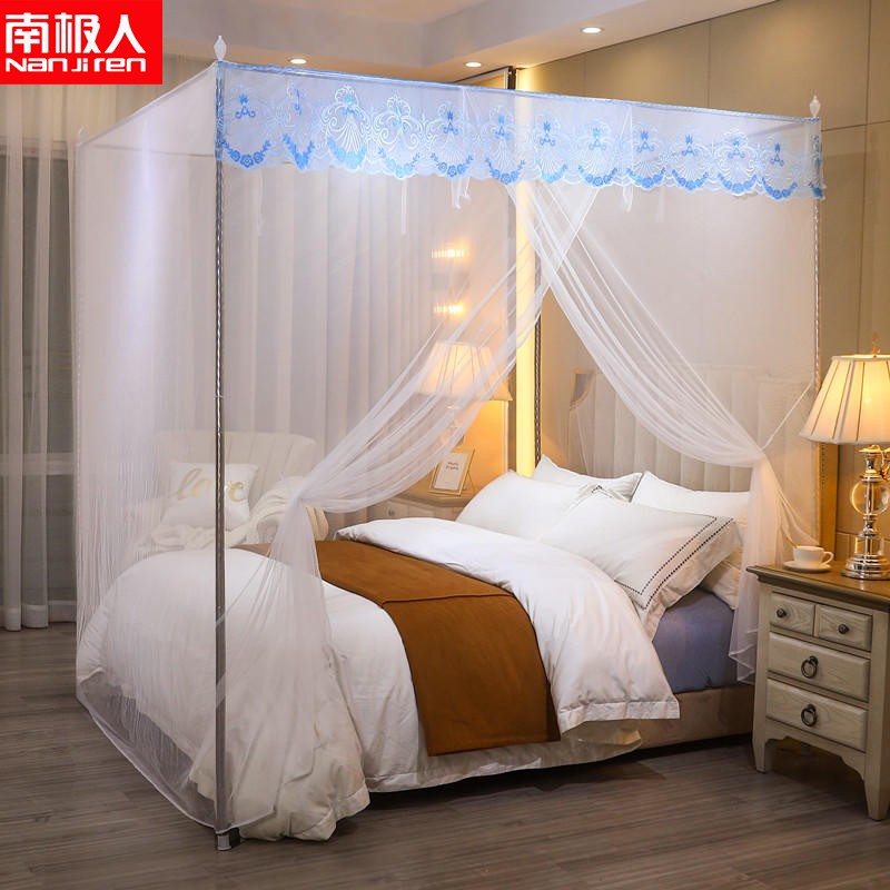 南极人单开门蚊帐单件帐纱可配支架1.5m1.8m2.0m 玫瑰系列-白 1.2m*2.