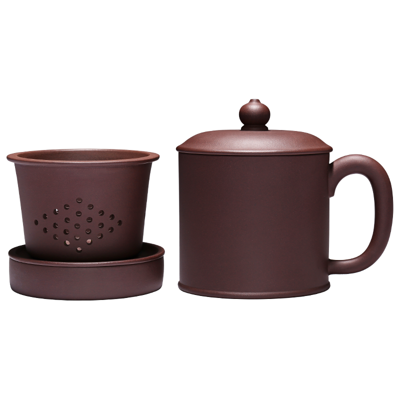 千壽堂 紫砂杯茶杯功夫茶具辦公杯茶具收藏原礦手工杯 四件內(nèi)膽杯500ml