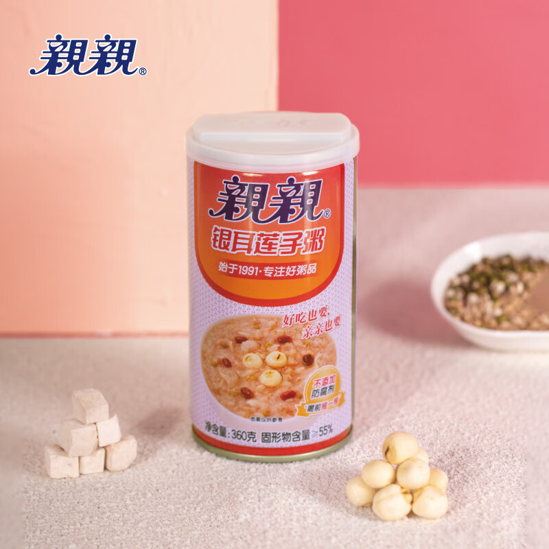 亲亲八宝粥银耳莲子粥五谷杂粮营养早餐速食粥360g*12罐整箱h 银耳