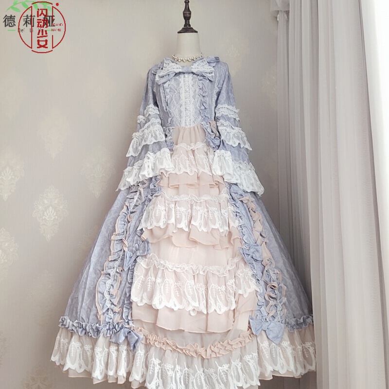 【定制】洛丽塔洋装少女op软妹lolita日常轻lo复古公主长袖连衣裙长款